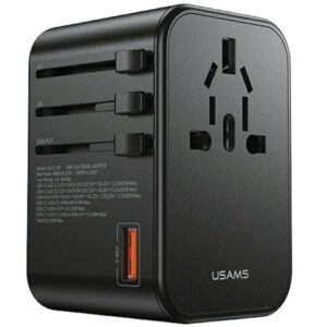 USAMS Adapteris network 1xUSB+2xUSB-C T62 65W4in1 US/AU/EU/UK black/black CC199TC01 (US-CC199) Univesa - Image 1