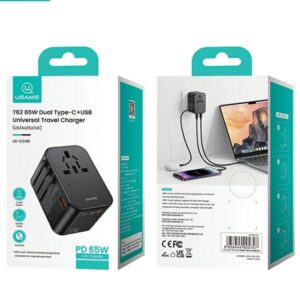 USAMS Adapteris network 1xUSB+2xUSB-C T62 65W4in1 US/AU/EU/UK black/black CC199TC01 (US-CC199) Univesa - Image 8