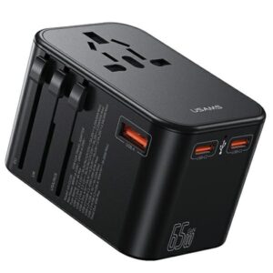 USAMS Adapteris network 1xUSB+2xUSB-C T62 65W4in1 US/AU/EU/UK black/black CC199TC01 (US-CC199) Univesa - Image 2