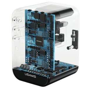 USAMS Adapteris network 1xUSB+2xUSB-C T62 65W4in1 US/AU/EU/UK black/black CC199TC01 (US-CC199) Univesa - Image 5