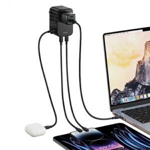 USAMS Adapteris network 1xUSB+2xUSB-C T62 65W4in1 US/AU/EU/UK black/black CC199TC01 (US-CC199) Univesa - Image 6