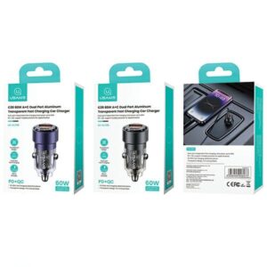 USAMS automobilinis įkroviklis C39 USB+USB-C 60WFast Charge black CC208CC01 (US-CC208) - Image 8