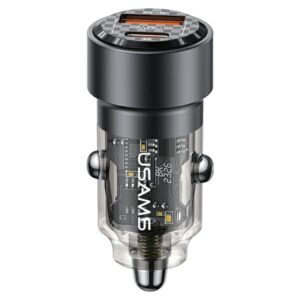USAMS automobilinis įkroviklis C39 USB+USB-C 60WFast Charge black CC208CC01 (US-CC208) - Image 1