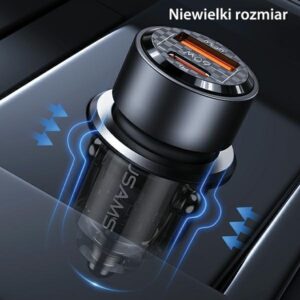 USAMS automobilinis įkroviklis C39 USB+USB-C 60WFast Charge black CC208CC01 (US-CC208) - Image 5