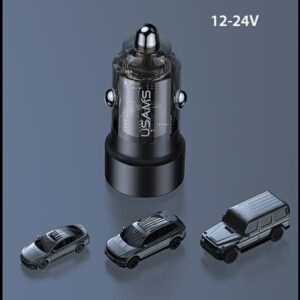 USAMS automobilinis įkroviklis C39 USB+USB-C 60WFast Charge purple CC208CC02 (US-CC208) - Image 8