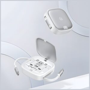USAMS 3in1 retractable kabelis with boxMicroUSB/USB-C/Lightning 60W steel/tarnish SJ650USB01 - Image 8