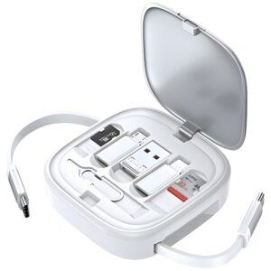 USAMS 3in1 Expandable Kabelis with BoxMicroUSB/USB-C/Lightning 60W Silver SJ650USB02 - Image 2
