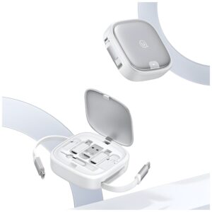 USAMS 3in1 Expandable Kabelis with BoxMicroUSB/USB-C/Lightning 60W Silver SJ650USB02 - Image 4