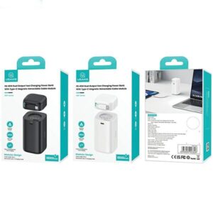 USAMS Powerbank with Retractable Cable USB-CRetractable 18000 mAh PD45W Fast Charge XMF Series baltos spalvos - Image 7