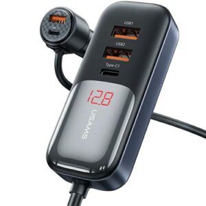 USAMS automobilinis įkroviklis C40 3xUSB+2xUSB-C 165WPD+QC Fast Charge black/black CC213CC01 (US-CC213) - Image 1