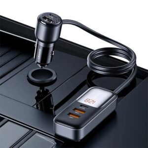 USAMS automobilinis įkroviklis C40 3xUSB+2xUSB-C 165WPD+QC Fast Charge black/black CC213CC01 (US-CC213) - Image 2