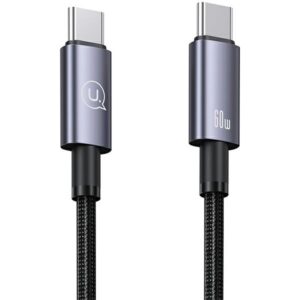 USAMS Kabelis USB-C į USB-C 60W 1.2mFast Charging steel/tarnish SJ661USB01 (US-SJ661) - Image 2