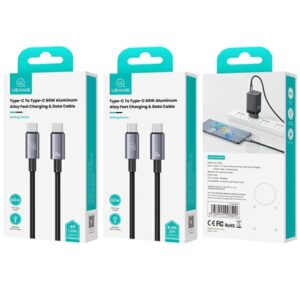 USAMS Kabelis USB-C į USB-C 60W 1.2mFast Charging steel/tarnish SJ661USB01 (US-SJ661) - Image 4