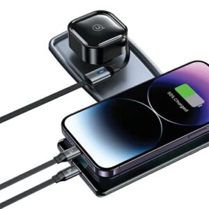 USAMS automobilinis įkroviklis with retractable cable 1xUSB-C+1x Lightning C41 PD 30W Fast Charge black/black CC2 - Image 4