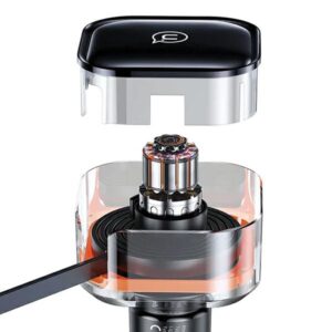 USAMS automobilinis įkroviklis with retractable cable 1xUSB-C+1x Lightning C41 PD 30W Fast Charge black/black CC2 - Image 5