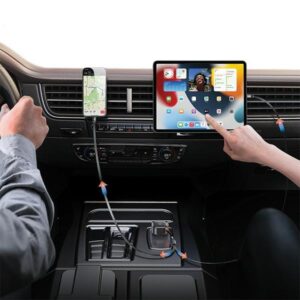 USAMS automobilinis įkroviklis with retractable cable 2xUSB-C C41 PD 30W Fast Charge black/black CC220CC01 (US-CC - Image 5