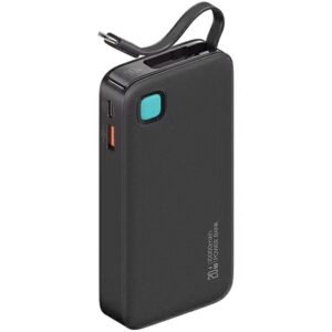 USAMS Powerbank with Retractable Cable USB-CRetractable 10000 mAh PD 20W Fast Charge XY Series juodos spalvos - Image 1