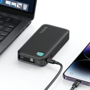 USAMS Powerbank with Retractable Cable USB-CRetractable 10000 mAh PD 20W Fast Charge XY Series juodos spalvos - Image 4