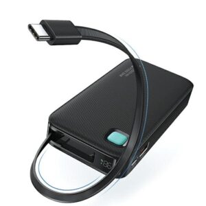 USAMS Powerbank with Retractable Cable USB-CRetractable 10000 mAh PD 20W Fast Charge XY Series juodos spalvos - Image 6