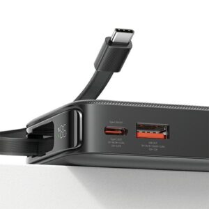 USAMS Powerbank with Retractable Cable USB-CRetractable 10000 mAh PD 20W Fast Charge XY Series juodos spalvos - Image 8