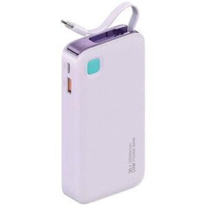 USAMS Powerbank with Retractable Cable USB-CRetractable 10000mAh PD 20W Fast Charge XY Series violetinės spalvos - Image 1