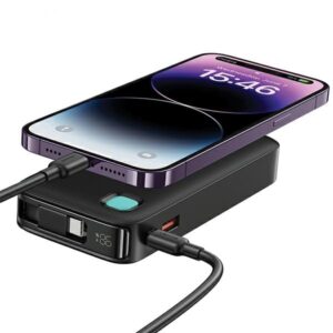 USAMS Powerbank with Retractable Cable USB-CRetractable 10000mAh PD 20W Fast Charge XY Series violetinės spalvos - Image 5