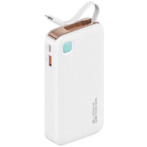 USAMS Powerbank with Retractable CableRetractable Lightning 10000 mAh PD 20W Fast Charge XY Series W - Image 1
