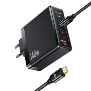 USAMS Charger 2xUSB-C+1xUSB T52PD140W PD Fast Charging US-CC168 + U82 USB-C/USB-C US-SJ581 cable - Image 1