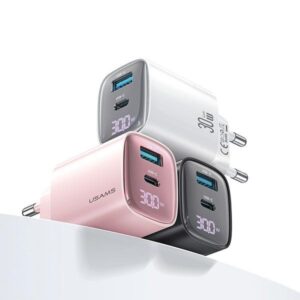 USAMS CC229 30W GaNUSB-C/USB-A Fast Charging XC Series White CC229TC02 - Image 2