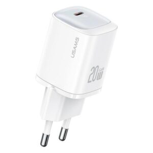 USAMS CC248 20W GaN USB-CFast Charging HC Series baltos spalvos CC248TC02