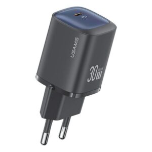 USAMS Laidinis įkroviklis CC251 30W GaN USB-CFast Charging HC Series juodos spalvos CC251TC01