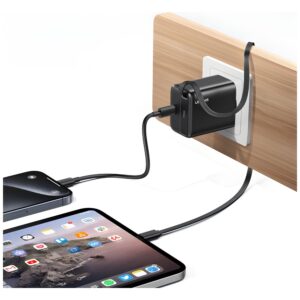USAMS Charger 1xUSB-C with retractable USB-C Retractable PD+QC 30W Gan Fast Charging juodos spalvos - Image 9