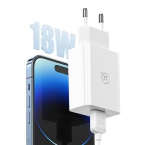 USAMS 18W Laidinis įkroviklis + Lightning/USB-A Fast Charging Cable baltos spalvos Series SC SCXLTZ03 - Image 3
