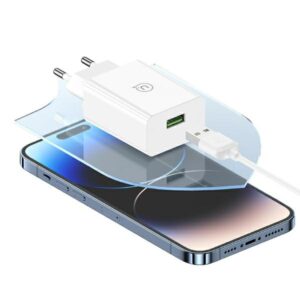 USAMS 18W Laidinis įkroviklis + Lightning/USB-A Fast Charging Cable baltos spalvos Series SC SCXLTZ03 - Image 8