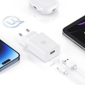 USAMS 18W Laidinis įkroviklis + Lightning/USB-A Fast Charging Cable baltos spalvos Series SC SCXLTZ03 - Image 9