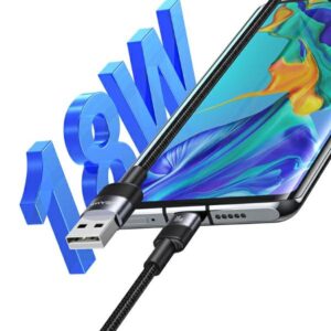 USAMS Kabelis USB į USB-C 3A 1.2mFast Charging steel/tarnish SJ718USBSG01 (US-SJ718) - Image 2