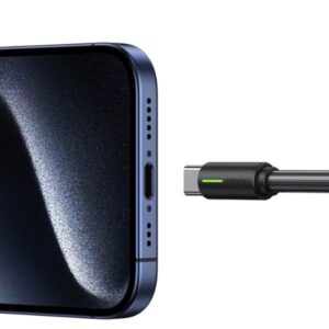 USAMS Kabelis USB-C 3A YU Series 1mUSB-C/USB-C juodos spalvos SJ732USB01 (US-SJ732 ) - Image 2