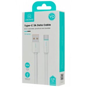 USAMS Kabelis USB-C 3A YU Series 1mUSB-C/USB-A baltos spalvos SJ732USB02 (US-SJ732 ) - Image 2
