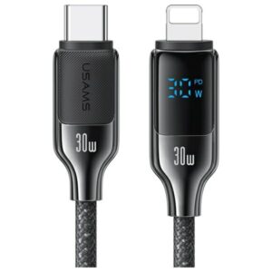 USAMS USB-C į Lightning Kabelis 30W 1.2m Digital Display Zinc Alloy Fast Charging Data Kabelis HX Seri - Image 1
