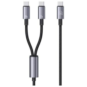 USAMS Kabelis 2in1 2xUSB-C 72W 1.2m Aluminum Alloy Data Kabelis Sufeng Series SJ740USB101 (US-SJ7