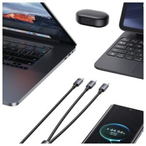 USAMS Kabelis 2in1 2xUSB-C 72W 1.2m Aluminum Alloy Data Kabelis Sufeng Series SJ740USB101 (US-SJ7 - Image 2