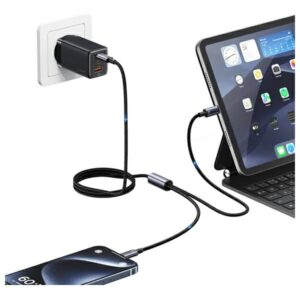 USAMS Kabelis 2in1 2xUSB-C 72W 1.2m Aluminum Alloy Data Kabelis Sufeng Series SJ740USB101 (US-SJ7 - Image 3