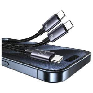 USAMS Kabelis 2in1 2xUSB-C 72W 1.2m Aluminum Alloy Data Kabelis Sufeng Series SJ740USB101 (US-SJ7 - Image 5