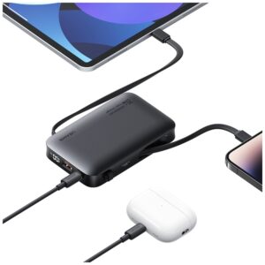 Powerbank USAMS XR Series CD228 10000mAh 20W + USB-C/Lightning cable juodos spalvos - Image 6