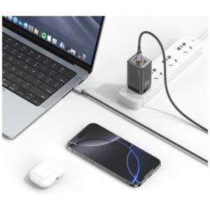 USAMS Huan Series SJ752 60W USB-C į USB-C kabelis 1.2 m titanium - Image 2