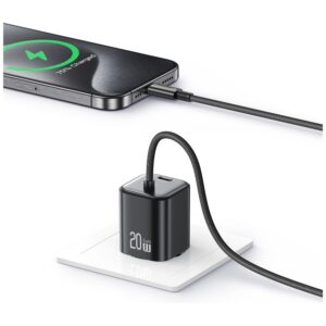 USAMS JC Series CC261 20W GaN Mini Fast Charger 2xUSB-C juodos spalvos - Image 6
