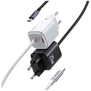 USAMS JC Series CC261 20W GaN Mini Fast Charger 2xUSB-C baltos spalvos - Image 3
