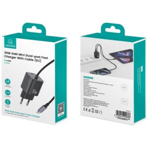 USAMS JC Series CC264 30W GaN Mini Fast Charger 2xUSB-C juodos spalvos - Image 10