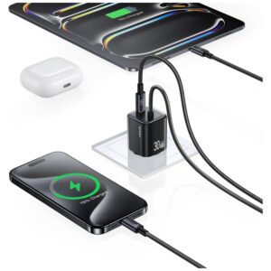 USAMS JC Series CC264 30W GaN Mini Fast Charge 2xUSB-C baltos spalvos Laidinis įkroviklis - Image 7
