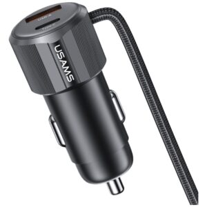 USAMS YT Series CC287 automobilinis įkroviklis 66W 1xUSB-A 1xUSB-C + 2in1 USB-C/Lightning Cable - Image 3